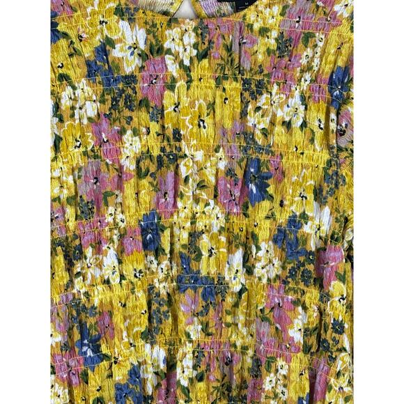 Sanctuary Yellow Smocked Floral Long Sleeved Top Size Medium - Picture 5 of 9